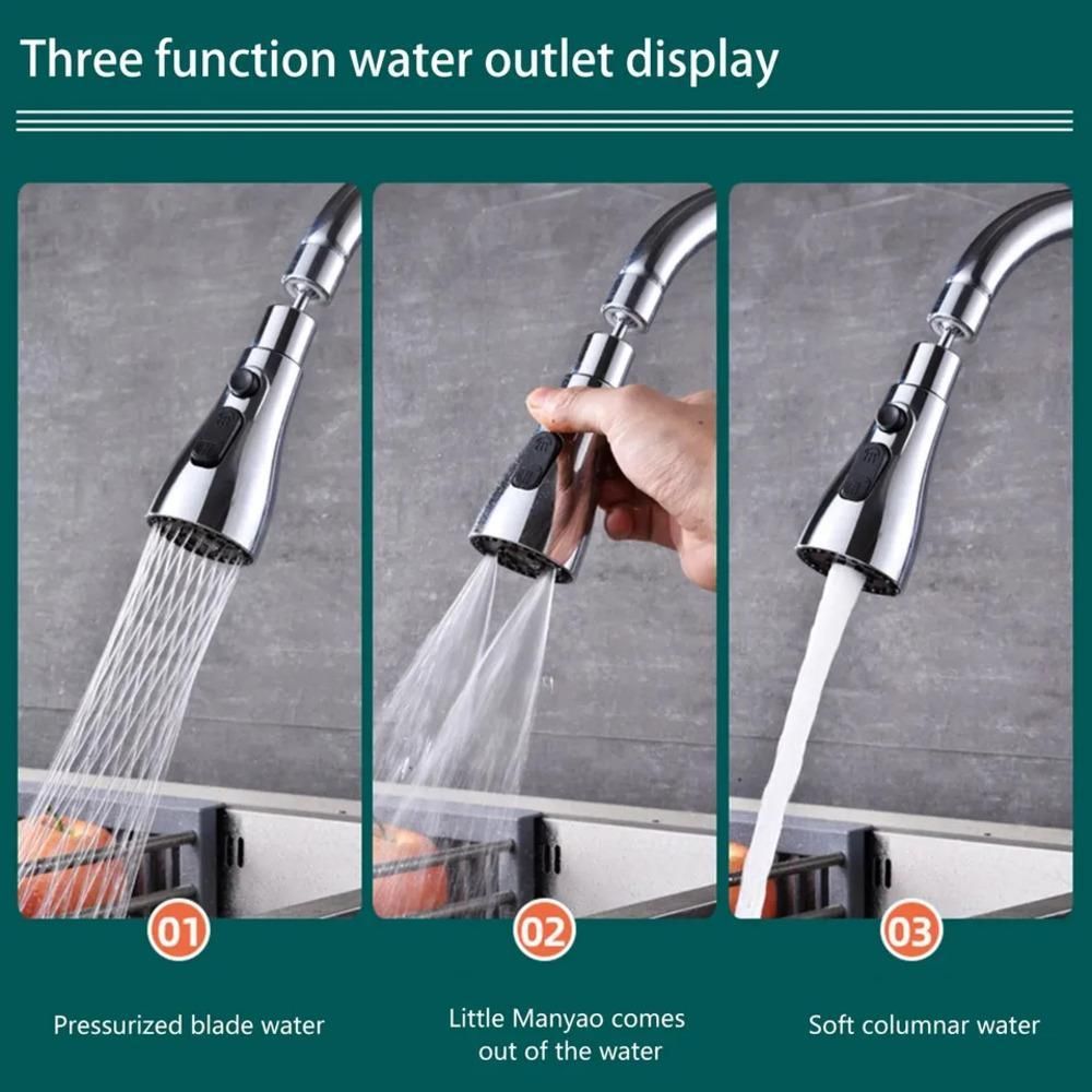 360° Swivel Kitchen Faucet Extension | Flexible Tap Attachment with 3 Function Water Saving Aerator | Sink and Basin Tap Adapter