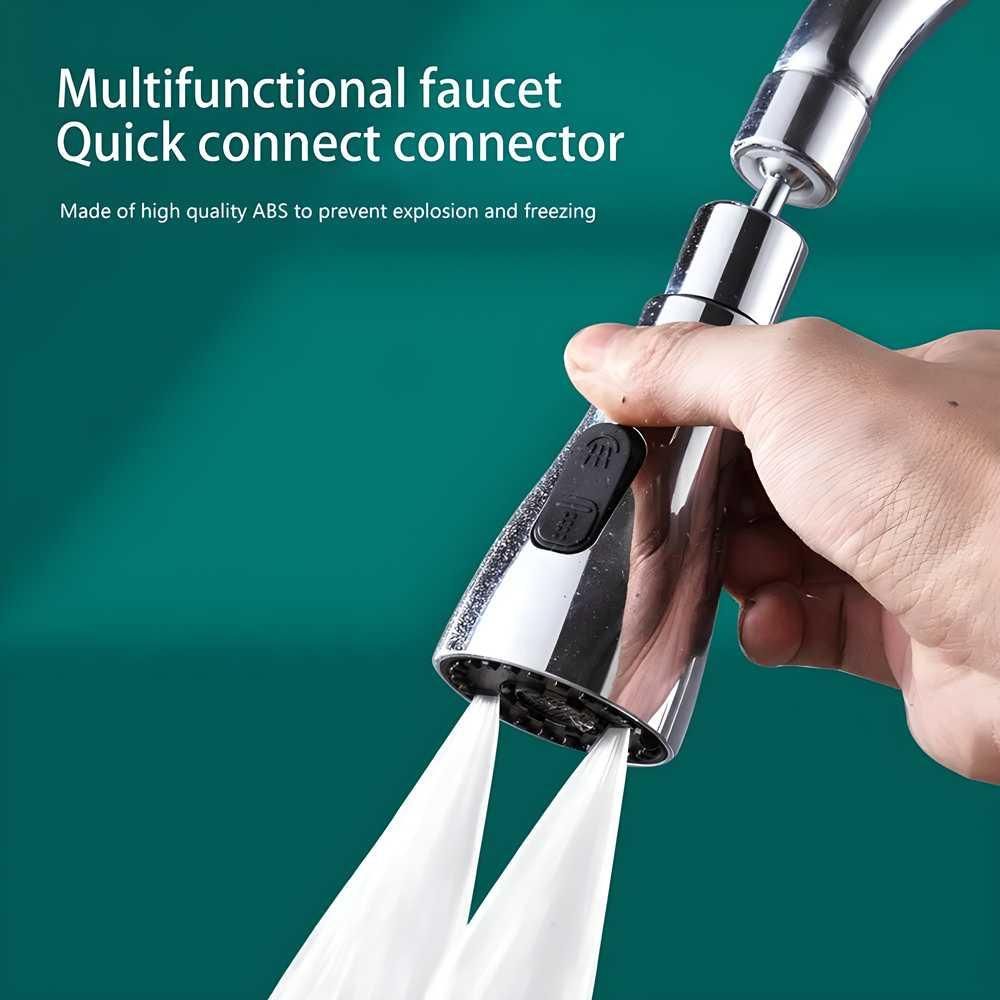 360° Swivel Kitchen Faucet Extension | Flexible Tap Attachment with 3 Function Water Saving Aerator | Sink and Basin Tap Adapter