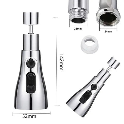 360° Swivel Kitchen Faucet Extension | Flexible Tap Attachment with 3 Function Water Saving Aerator | Sink and Basin Tap Adapter